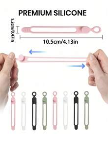 5/25pcs Silicone Cable Ties, Reusable For Earphones, Phone Chargers, Mice, Audio Devices, Computers, Suitable For Home, Office, Kitchen, School (5 Colors) - Multicolor - View 4