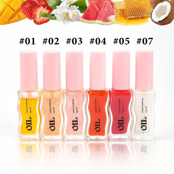 Leoyol 1pc Fruit Honey Essence Lip Oil Lasting Moisturizing Lightens Lip Lines Lip Gloss Transparent Pearlescent Lip Glaze
