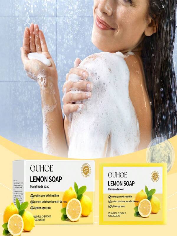 100g Herbal Lemon Bath Soap, Gentle Cleansing For Smooth Skin, Refreshing Face & Body Wash (Random Shipment Of New & Old Version)