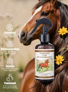 GJYC PET Horse Mane & Tail Dry Cleaning Spray | Quick Clean, Detangle & Refresh For Show-Ready Coats | 6.76 Fl Oz | Cruelty-Free, Natural Formula | For All Horses & Ponies