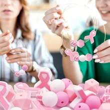 15/25/40 piezas Cuentas redondas de silicona de punto focal Serie rosa mixta para mujeres DIY Collar hecho a mano Lápiz de plástico Llavero con cuentas Cadena de bolso Correa de teléfono Pulsera Suministros de joyería Cuentas