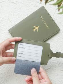 Takeoak Custom Hot Stamping Name Passport Holder & Luggage Tag, Gold Monogram Passport Cover, Travel Accessories, Birthday Bridesmaid Gifts For Friends, For Teacher Gifts, Personalized Gift, Graduation Gift, Travel Essentials, Gift For Her, -Blocking - Multicolor - View 3