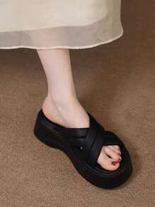 Women's Platform Wedge Heel Vacation Beach Sandals, Elegant For Party, White Ladies Flat Sandals