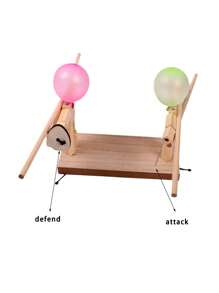 Juego de batalla de figuras de madera con 2 jugadores para reventar globos, juguete interactivo de marionetas de madera hechas a mano para fiestas