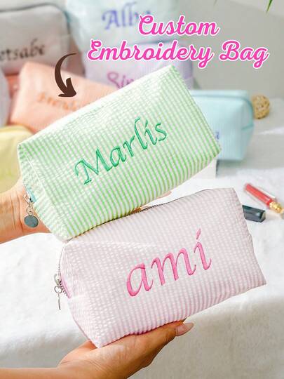Bolsa de cosméticos bordada, bolsa de maquillaje personalizada, bolsa de almacenamiento de toallas sanitarias, bolsa de cosméticos de viaje, bolsa de almacenamiento personalizada, caja de regalo para dama de honor, invitación de dama de honor, regalo de boda, regalo personalizado, bolsa bordada, bolsa de cosméticos personalizada para mujer, bolsa de aseo, regalo ideal para novia, Día de San Valentín