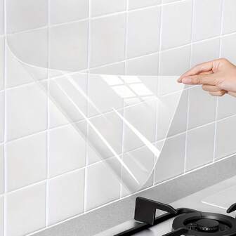 Static Cling Splatter Guard Wall Film - Oil-Proof Kitchen Backsplash Protector, Extra-Long Anti-Stain Plastic Cover For Stoves, Countertops, Tiles | Easy To Apply & Remove, No Residue, Heavy-Duty Home & Rental Upgrade