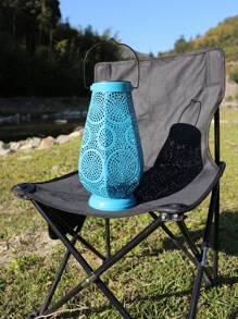 1pc Solar Power Iron Hollow Lantern Lamp, Decorative Garden Path Light, Simple Countryside Landscape Lighting With Hollow Floral Pattern, Auto On/Off, No Electricity Required
