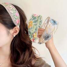 3pcs Elegant Versatile Floral Embroidered Headbands For Women, Suitable For Daily Use, Commute, School, Work, Beach, Party, Mother's Day Gift Hairband Hair Hoop