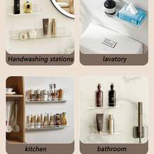 1pc/2pcs Bathroom Vanity Organizer Holder,Wall Mounted Shower Gel Storage Rack, No Drilling Required - One Size - View 7