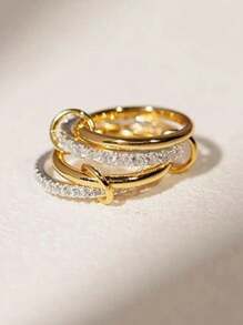 2025 Nieuwe roestvrijstalen 3-ring 4-ring kubieke zirkonia elegante cocktailparty- en vakantiering