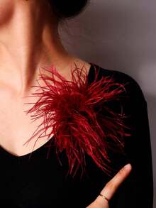 1pc Exaggerated Fashionable Elegant Solid Color Artificial Feather Brooch, Summer Bikini Dress Decoration Pin Backpack For School Office Accessories Shirts Jacket Jewelry Halloween Clothes Pin Funny Cute Teacher Gifts Halloween Accessories Teachers Day Costume Accessories Bag Charms - Multicolor - View 3