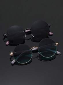 1 Stück vintage runder Brille im Punk-Stil mit Holztextur, hochwertige Modebrillen für Streetstyle