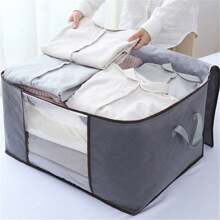2 Types Of Large Capacity Quilted Storage Bags With Zippers - Portable Towel, Bed Sheet, And Clothing Storage Box, Gray Fabric Container With Transparent Inspection Port And Handle, Multi Compartment Design For Easy Access, Wardrobe Storage Box (Horizontal, Vertical)