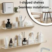 1pc/2pcs Bathroom Vanity Organizer Holder,Wall Mounted Shower Gel Storage Rack, No Drilling Required - One Size - View 1