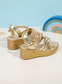 1 Pair Summer Wedge Sandals, Fashionable Soft Bottom Outdoor Open Toe Strap Non-Slip Thick Sole Versatile Sandals