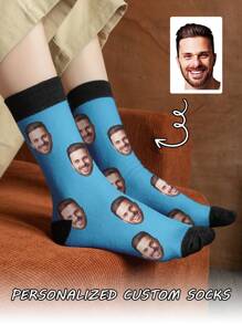 1 par de calcetines personalizados donde puedes colocar cualquier foto, calcetines personalizados con foto para hombres y mujeres, calcetines de pareja con imagen personalizada interesante, apropiados para el Día de San Valentín, Día del Padre, Día de la Madre, regalos de cumpleaños y otras ocasiones, calcetines divertidos, alegres, locos, de anime, multicolor
