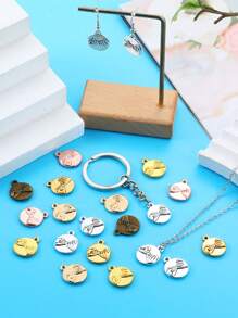 10 pièces/set Accessoires de bijouterie DIY Boucle ronde en alliage de zinc, pendentif mini rétro en alliage