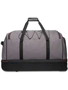 30 In Rolling Drop-Bottom Duffel Bag For Travel, Black And Gray - Black - View 5