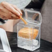 1pc Square Rotatable Toothpick Holder, Creative Toothpick Dispenser, Transparent Toothpick Container, Toothpick Storage Box, Suitable For Living Room, Dining Room, Bar, Dining Table, Toothpick Storage