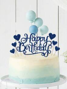 7 件闪光细节生日派对蛋糕装饰，圣诞节 - 藍色 - 查看 1