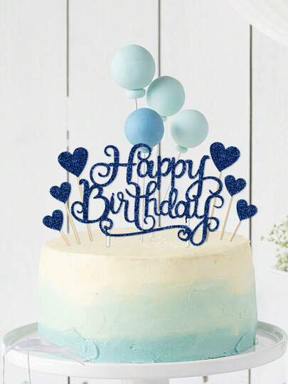 7pcs Glitter Detail Birthday Party Cake Topper,Christmas