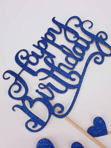 7 件闪光细节生日派对蛋糕装饰，圣诞节 - 藍色 - 查看 4