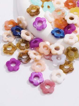 50 pezzi/pacchetto di perline floreali multicolore per realizzare gioielli fai-da-te come collane, orecchini e bracciali