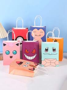 pokemon 1/7pcs Pokémon Cute Cartoon Square Bottom Bag, Kraft Paper Bag, Packing Bag, Tote Bag Is An Ideal Gift For Enthusiasts, Party Lovers And Collectors, Suitable For Birthday Party Decoration. Features: Can Be Given As An Ideal Gift, A Must-Have In Summer, Suitable For Summer Parties, Birthday Parties, Christmas, Halloween, Thanksgiving Parties Or Use