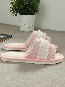 Pantuflas con estampado de corazón para mujer, material suave para comodidad interior, pantuflas de dormitorio cálidas y esponjosas para todo el año, suela de EVA, aptas para bodas y fiestas