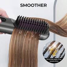 HYUNDAI Wireless Pre-Heating Hair Straightening Brush, Gentle Hair Care, Easy To Create Versatile Straight Hairstyles, Type-C Charging, Lightweight And Portable. - Black - View 8