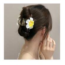 1pc Women Premium Plumeria Flower Hair Clip, Bun Shaper Boho Casual Hair Accessory Hair Claws Claw Clips Hair Clips Hair Jaw Clip Hair Clamps Hair Clutch Hair Catcher Clip