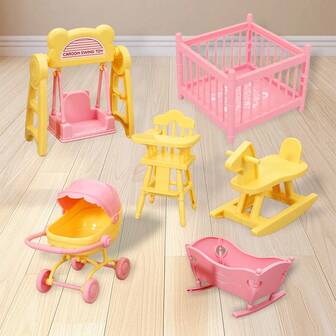 لعبة سرير أميرة مهد الطفل، عربة طفل للأطفال ، كرسي طفل صغير من نوع ترويان، لعبة غرفة نوم طفل، ديكورات لعبة منزل، مناسبة لأطفال البنات ولعبة المنزل