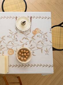 1 Stück wasserfeste rechteckige Tischdecke mit delikater 3D-Stickerei und Quastenverzierung, geeignet für Wohnzimmer, Esszimmer, Restaurant, Hotel