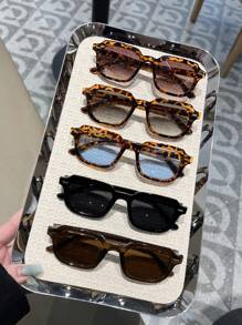1pc/2pcs/3pcs Women Rivet Decor Square Shaped Sunglasses, Retro Minimalist Metal Hinge Sunglasses For Travel, Party, Daily Use Fashionable Shade Elegant Outfit Family Outings Travel Vacation Holiday
