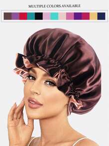 2pcs Plus Size Double-Layer Lace Trim Round Night Sleep Cap, Chemo Hat, Hair Cover Accessory For Women Valentine's Day Valentines