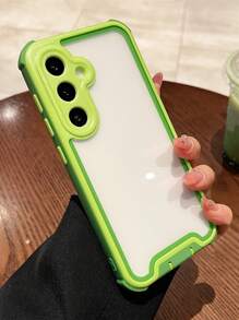 4-in-1 schockfeste Armor Candy Color Kontrast Rand Klarsicht Handyhülle kompatibel mit Samsung Galaxy S25 S24 Plus Ultra, Luxus Kameraobjektiv Schutz Stoßschutzabdeckung