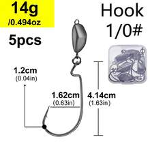 5pcs/Box Texas Fishing Rig Clamp Head Hooks,3.5g-14g Anti- Crank Hooks For Freshwater And Saltwater Fish Such As Bass, Pike, Etc.,Lure Barrier Crossing Anti-Hanging Bottom Hooks, Lure Hook Hooks With Anti-Hanging Bottom Swing Design - Grey - View 12