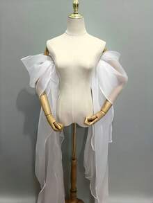 1 双女式长款雪纺可拆卸袖袖，白色和黑色，适合婚纱、鸡尾酒会礼服、角色扮演、拍照道具、新娘配饰 - 彩色 - 查看 2