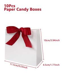 10 Stück weiße Kraftpapiertüten, weiß/gold/rote Schleifenband-Dekor Geschenktüten, Geburtstagsfest Geschenkverpackung, Hochzeitsgeschenkverpackung, Kosmetiktaschen, wiederverwendbare Geschenktüten für Geburtstag, Partys, Brautparty und Geschenke für Freunde, Geburtstagsfest-Gastgeschenke