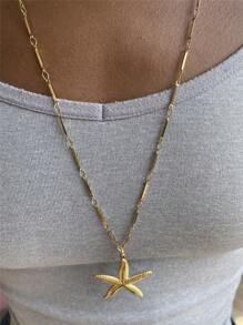 Fashion Minimalist Stainless Steel Starfish Necklace, Summer New Arrival