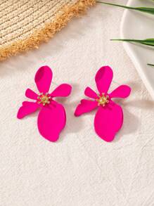 1 par de pendientes con flores y tréboles metálicos multicolor para mujer, de moda para fiestas, bodas y uso diario