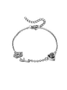 Pulsera personalizada de acero inoxidable con foto y flor de nacimiento cortada con láser, proyección de foto, un regalo único e ideal para ella, esposa, madre, abuelos para aniversarios, conmemoraciones, cumpleaños, uso diario, Día de la Madre, Día de San Valentín, Navidad, Año Nuevo