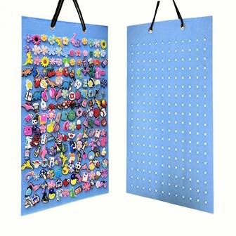 1pc Shoe Charms Organizer, Hanging Shoe Charm Holder With 216 Holes, Shoe Decoration Shoe Charms Display, Wall Mounted Display Holder, Independent Jewelry Organizer Roll For Accessories Storage, Jewelry Making Display, (Shoe Charms Not Included)