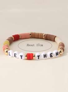 Ensemble de bracelets personnalisés, bracelets d'amitié en poterie souple et colorée faits à la main, avec perles de lettrage. Nom, slogan, emplacement, titre d'album, produits dérivés de concerts, convient pour les anniversaires, la Saint-Valentin, les célébrations d'anniversaire, cadeau pour petites amies, amis