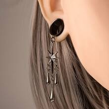 2PCS New Exquisite Ear Gauges Elegant Tassel Style Fashion Gothic Style Piercing Earrings Expander For Women Jewelry Suitable For Life And Parties. - Geometry - View 3