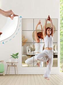 4pcs/8pcs 3D Mirror Tile Wall Sticker, Shatter-Resistant Acrylic Full Body Mirror Tiles, 30cm, Self-Adhesive, Flexible Plastic Mirror, Full Mirror Tiles, DIY Wall Decor, Suitable For Door, Bedroom, Home Gym, Bathroom, Dining Room, Home