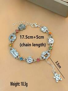 1pc Minimalist Silver Bowknot Charm Adjustable Snake Chain Bracelet, Luxury Elegant Style