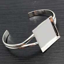 1 pièce Monture de bracelet manchette adaptée pour cabochons carrés de 20 mm et 25 mm, base de réglage couleur argent, accessoires de fabrication de bijoux DIY