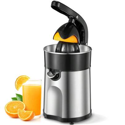 Reemix Electric Citrus Juicer, Easy Press Orange Juice Squeezer For Orange, Lemon, And Grapefruit, With Two Interchangeable Cones, Brushed Stainless Steel (240V)