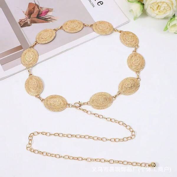 Gold Fashionable Waist Chain, Suitable For Women's Daily And Holiday Wear Summer, School